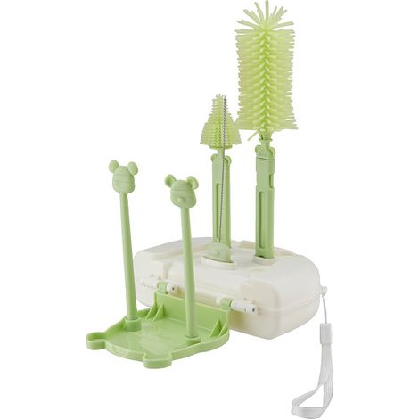 Ensemble de brosses avec étui – Égouttoir à bouteilles vert – Kit de nettoyage – (1/5)
