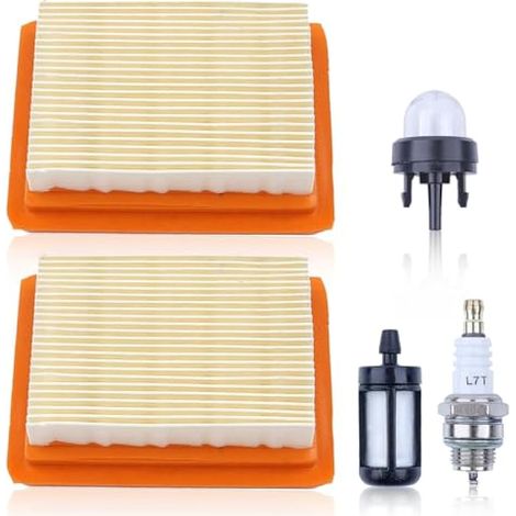 2PC Filtre à air pour Stihl FS120 FS200 FS250 FS300 FS350 FS400 FS450 avec Bougie d'allumage Filtre à essence Pompe d'amorce Tondeuse à gazon Débroussailleuse 4134 141 0300 (1/5)