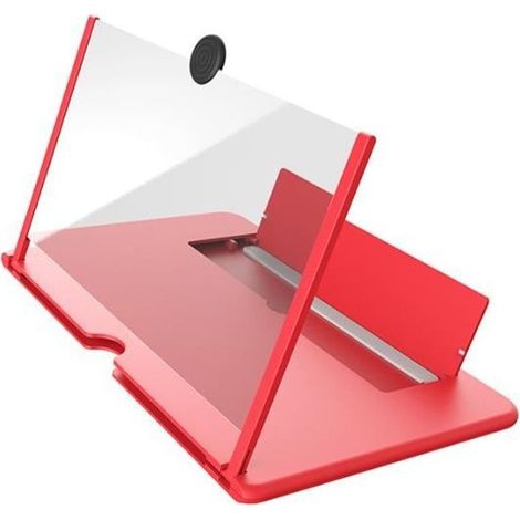 Agrandisseur d'écran, 12 Pouces Loupe d'écran 3D, Grand écran HD, Aocle de Support Pliable Pour Tous Les Smartphones - Rouge (1/4)