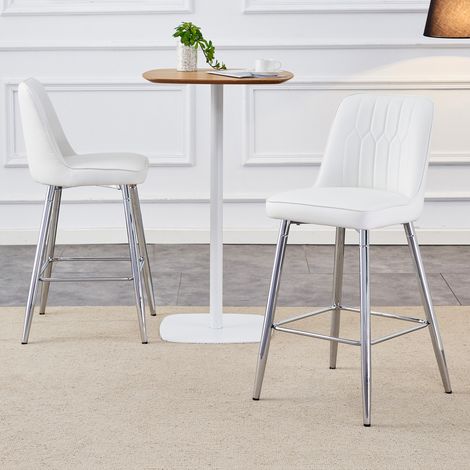Set 2 sgabelli bar con schienale in PU e metallo OKMYHOME (1/5)