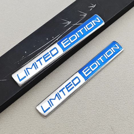 (2 pièces argent bleu) Emblème 3D en aluminium, édition limitée, autocollants pour voiture, compatibles avec BMW, Audi, Honda, Opel, Toyota, Mazda et accessoires moto. (1/4)