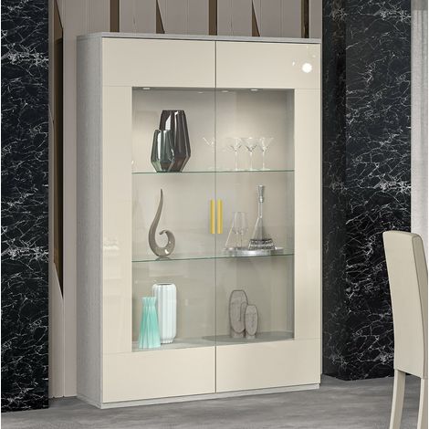 Credenza Vetrina quercia bianca 2 ante vetro L.121 cm - Dream (1/2)