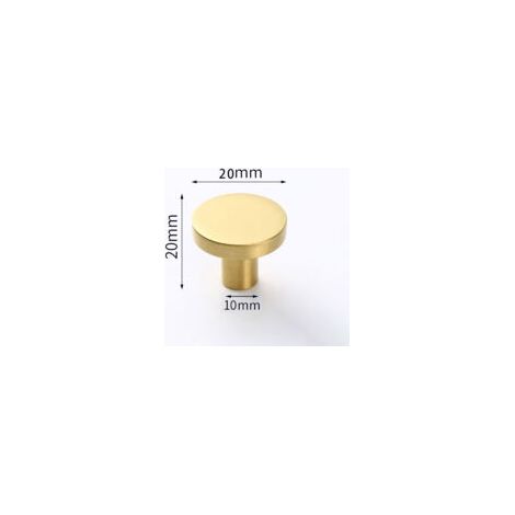 Juego de 6 pomos dorados para muebles, pomos de latón, pomos dorados de un solo orificio para armarios de cocina, cajones, cómodas y armarios (latón de 20x20 mm) - Crezuo