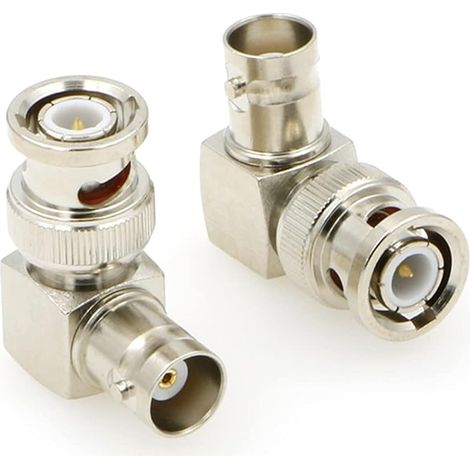 Lot de 2 câbles coaxiaux BNC à angle droit - Connecteur BNC mâle vers femelle - Adaptateur pour câble coaxial et connecteur BNC - Connecteur coaxial à angle droit - 50 Ω (1/5)