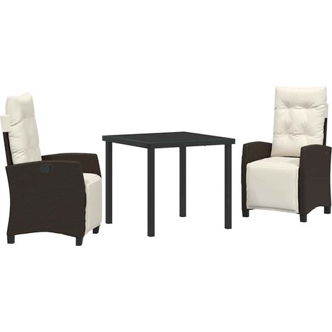 Garden Dining Set with Cushion 3 pcs Brown Poly Rattan vidaXL (1/5)
