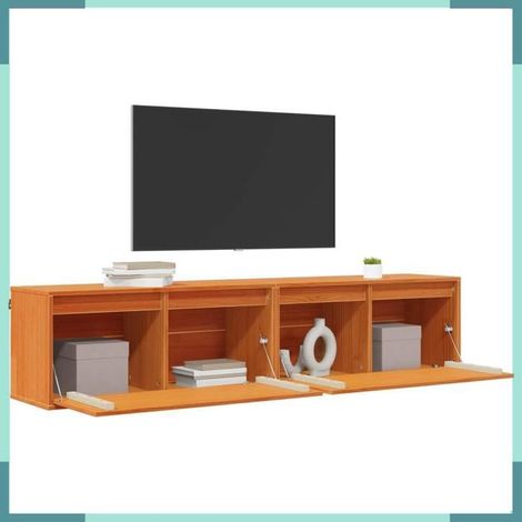 Armoire murale - 869856 - Cire marron - Bois de pin massif - 2 étagères + 1 porte (1/5)