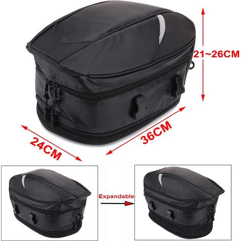 Sacoche de réservoir moto, sacoche arrière étanche, bagagerie multifonction en cuir PU, porte-casque, rangement latéral pour motocyclette (1/3)