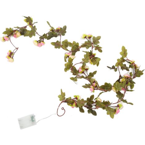 Guirlande lumineuse artificielle à fleurs, alimentée par piles, 20 LED, guirlande décorative, idéale pour les fêtes et festivals. (1/5)