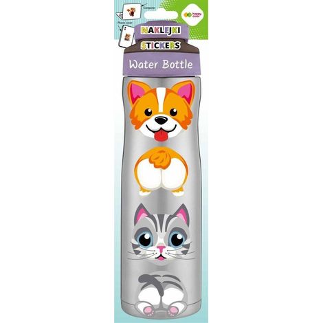 Adesivi per bottiglie d'acqua con viso e coda, 83x286, colori vivaci