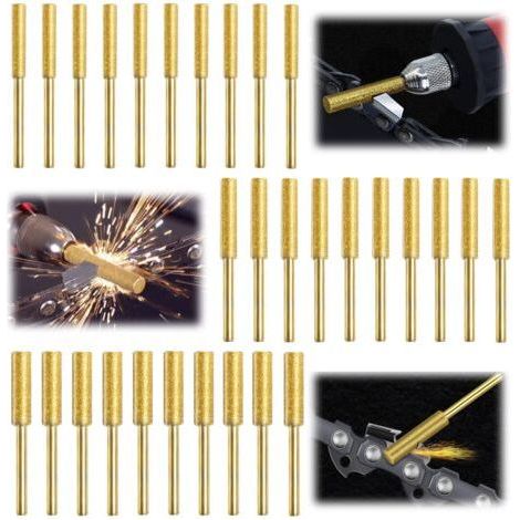 FENOPLASTICA30 Piezas Gabarit Affutage Chaine de Tronconneuse, Diamant Affuteur Affuteuse de Chaine Tronçonneuse, Lime pour Chaine de Tronconneuse, 3 Tailles Différentes pour Tronçonneuse Affûter et P (1/5)