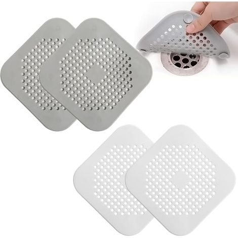 20 x Shower Filter Hair Strainer, Silicone Shower Strainer, Odour and Anti-Clogging, Suitable for Bathtub/Bathroom/Kitchen (Grey + White)
