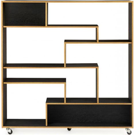 Étagère Bibliothèque Design "Southbury" 143cm Chêne & Noir (1/4)