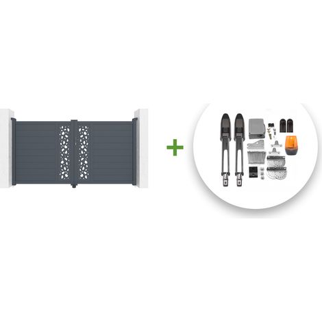 Portail battant électrique SUNNY 300x160cm gris + Motorisation TANKER B700 (1/5)