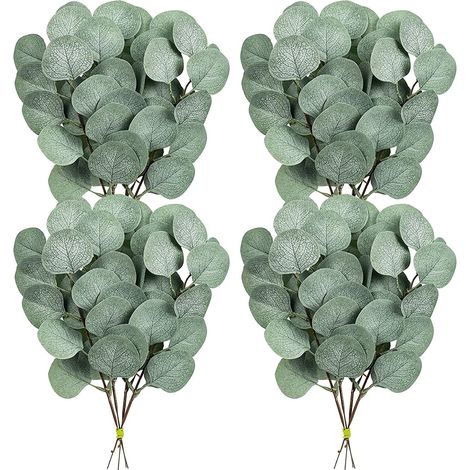 Feuilles Eucalyptus Artificielles - 16 Pièces - Hauteur 36 cm - Dimensions Feuille 6,5 x 5 cm - Pour Décoration Intérieure Mariage Fête (1/5)