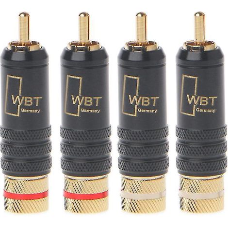 Lot de 4 connecteurs RCA plaqués or WBT-0144 à souder et verrouillage, pour sortie vidéo. (1/4)