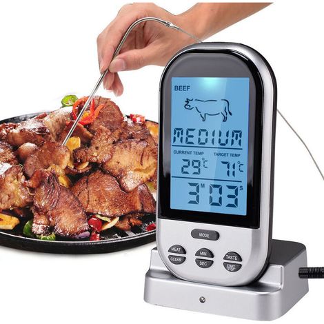 Thermomètre à viande sans fil, sonde, viande, four, cuisine, aliments, double sortie-AquaForge