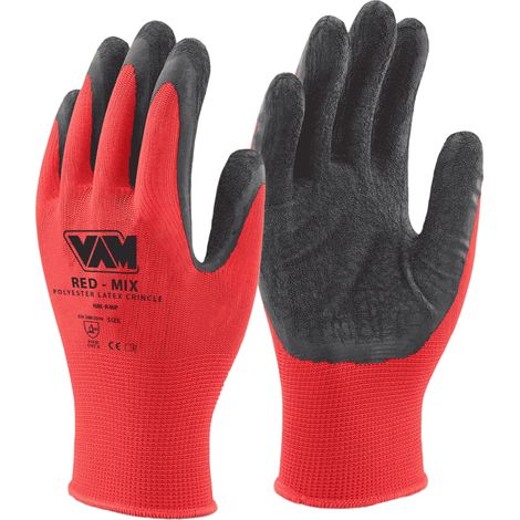 Guanti da lavoro Red Mix Spalmato in Lattice Crinkle Nero/Rosso M