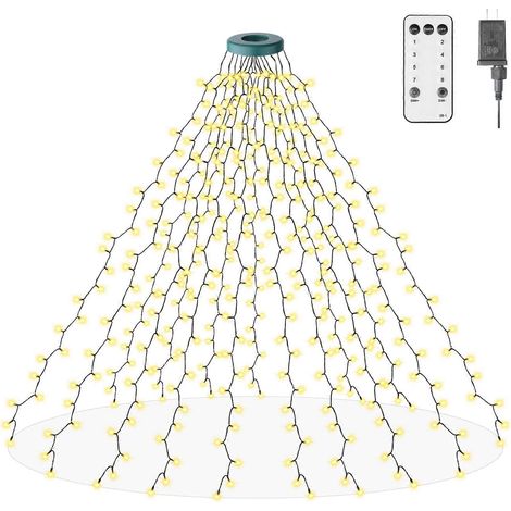 Guirlande lumineuse de sapin de Noël 400 LED blanc chaud avec télécommande et minuterie, 8 modes d'éclairage, 16 brins pour décoration de Noël, 6 heures, 18 heures, 31 V (1/5)