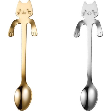 Ensemble de 5 cuillères à café et à thé en forme de chat mignon