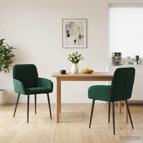 vidaXL Sillas de comedor 2 uds. Terciopelo Verde oscuro (1/5)