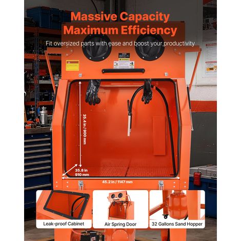 Cabine de Sablage 926 L en Acier sur Roues Capacité de Trémie à Sable 121 L avec Réservoir sous Pression, Système de Collecte de Po… (1/5)