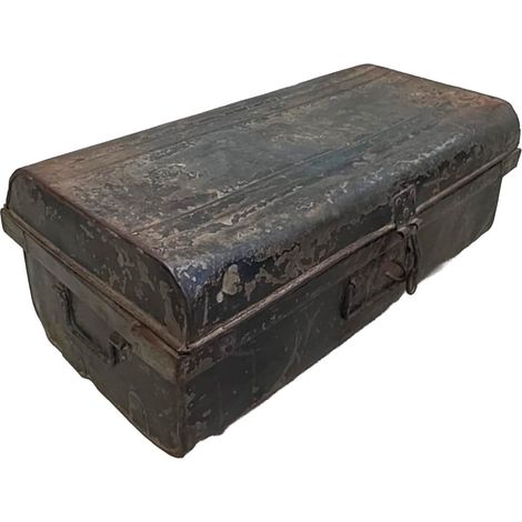 Maleta de metal acabado artesanal marrón 67x37x25h cm