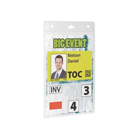 Namensschild 105 x 148 mm (B x H) inkl. Tasche für Visitenkarten kombinierbar mit Textilband Clip Kette Jojo transparent 20 St./Pack. (1/4)