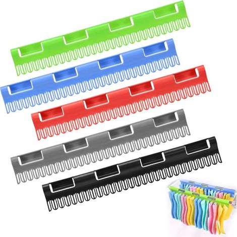Stendibiancheria a 5 pezzi, piccolo filo per stendere i panni, supporto con clip in plastica, per calzini, biancheria intima, piccoli indumenti, cravatte (1/5)