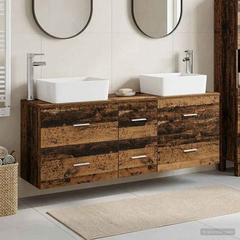 vidaXL Bathroom Cabinet Set 3 pcs Old Wood 136 x 35 x 80 cm (1/5)