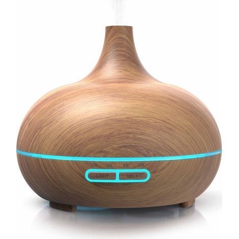 Arendo Aroma Diffuser, Luftbefeuchter, Vernebler in Holz Optik, Diffusor mit 7 Farben LED, Timer Funktion, 300ml, Hellbraun (1/5)