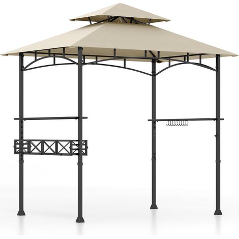 Grillades plus confortables - tonnelle barbecue 8 x 5 pieds avec 2 tablettes latérales, 10 crochets et panier (1/5)