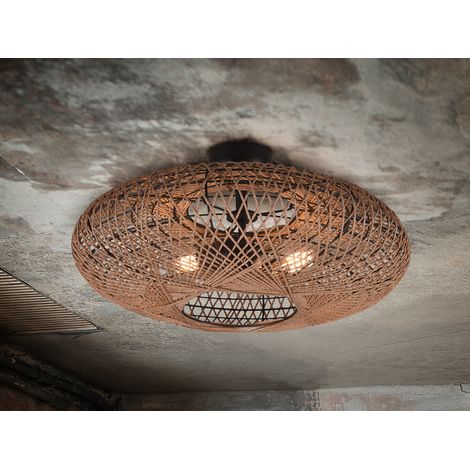 Große Deckenleuchte HEDDA Korbgeflecht aus Sisal, Ø 52cm