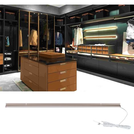 Barre lumineuse LED double face de 60 cm pour sous-meuble, idéale pour placard, bibliothèque ou armoire (lumière chaude). (1/5)