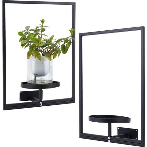 2 Sets Supports Muraux pour Plantes Cadre Photo Étagères en Métal Noir pour Plantes D'Intérieur Jardinières Murales Fournitures de Jardin pour Salon Décoration D'Intérieur Moderne (1/5)