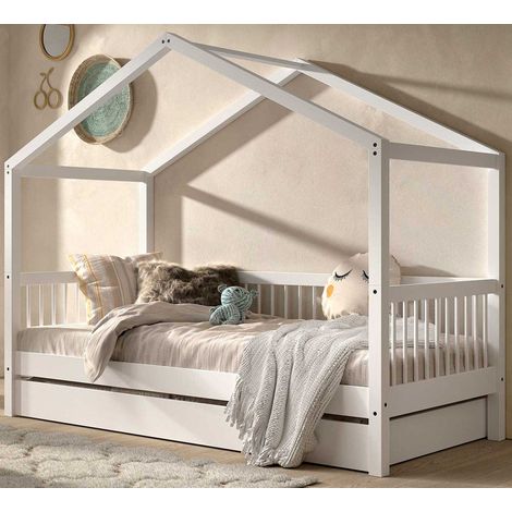Lit maison Forrest 90x200cm avec lit gigogne - bois de hêtre (1/5)