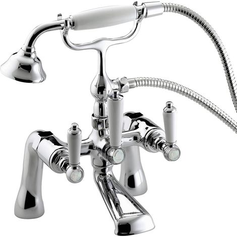 Bristan Renaissance 2 Deck Mounted Bath Shower Mixer Tap + Hose + Shower Head (1/2)