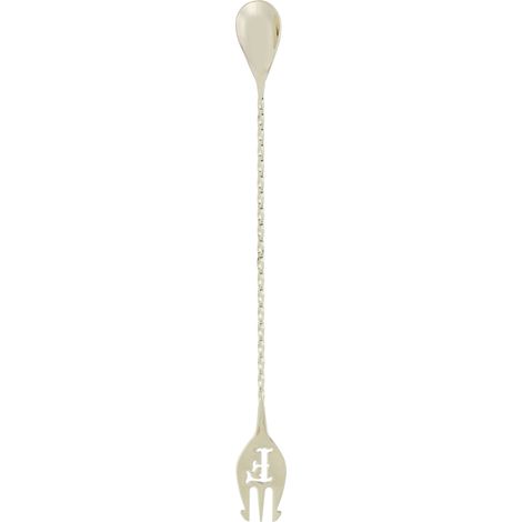 Cuillère à mélanger en acier inoxydable 304, manche long spiralé doré pour cocktails, accessoire bar (1/5)