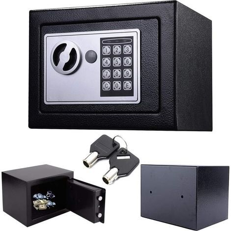 Petit coffre-fort électronique de 4,6 litres avec verrouillage par mot de passe et clé, adapté au stockage de bijoux et d'espèces, coffre-fort électronique domestique, mécanisme de verrouillage à doub