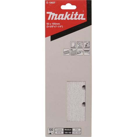 Papier de verre pour ponceuse orbitale Makita E-19657 93x185 mm P100 10 unités