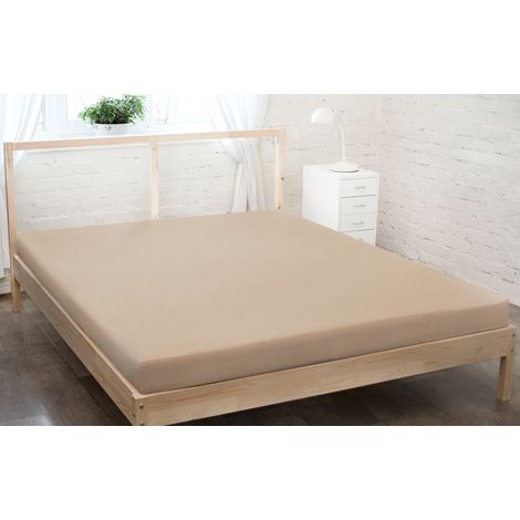 Lenzuolo con angoli in jersey 200x220 beige scuro