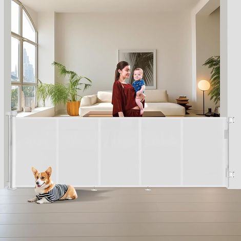 Barrière de Sécurité Rétractable 3M, Barrière Securite pour Escaliers, Couloirs et Portes, Utilisation Intérieure et Extérieure (1/5)