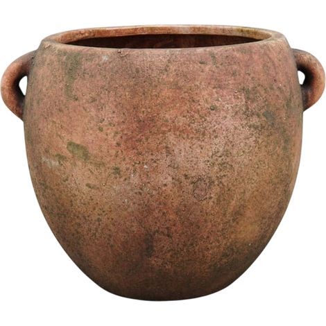Maceta de cerámica marrón con asas de terracota, 24 cm. (1/2)