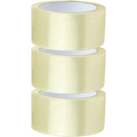 Lot de 3 rubans adhésifs transparents 48 mm x 60 m, pour colis, boîtes et cartons