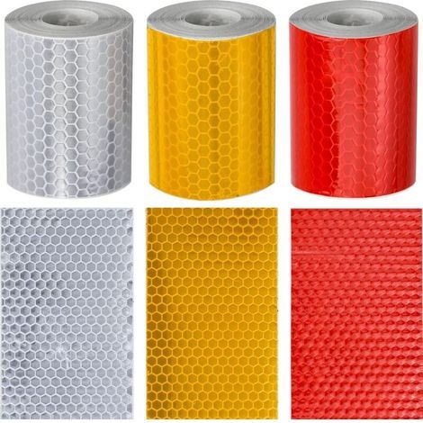 3 Rouleau Ruban Réfléchissant Adhésif 3m x 50 mm Bande Autocollants Reflechissante Réflecteur de Rayon de Vélo Catadioptre pour Véhicules Voitures Remorques Vélos Casques (1/4)