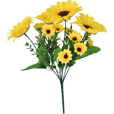 Tournesol Artificiel - Fleur Artificielle en Soie avec Tige Flexible en Fil de Fer - Décoration Intérieure Bureau Maison Mariage - Lot de 3 (1/5)
