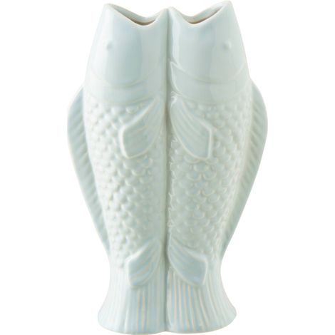 Vase poisson en grès bleu clair - bleu clair (1/2)