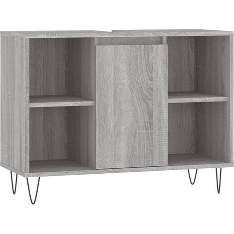 Armoire salle de bain,Meuble de Rangement Toilette sonoma gris 80x33x60 cm bois d'ingénierie -87570 (1/5)