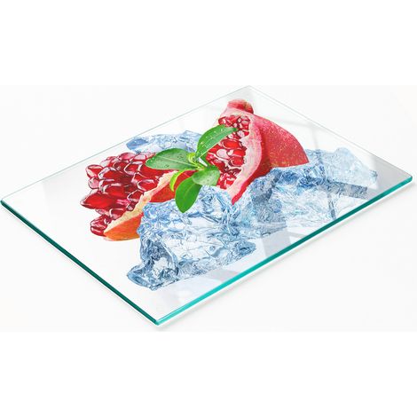 Tabla decorativa de cristal para servir aperitivos, granada con hielo, 80x52 cm