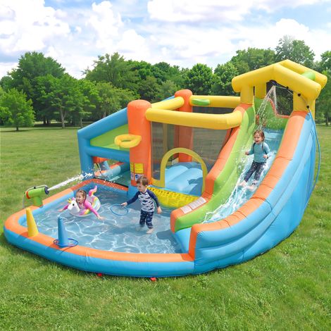 REDOM Parco acquatico gonfiabile 360x350x210 cm, con scivolo e piscina, tessuto Oxford, multicolore