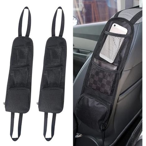 Organisateur de siège d'auto - 2 pièces - Sac de rangement multifonctionnel - 3 poches - Couleur noire (1/2)